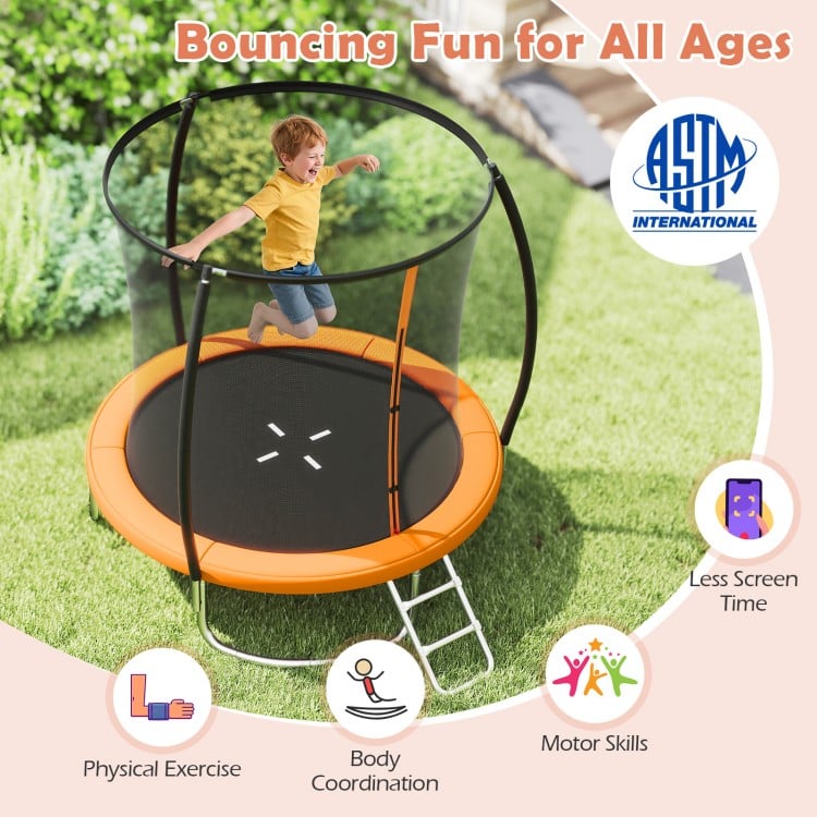 8FT Outdoor Heavy-Duty Recreational Trampoline-Orange