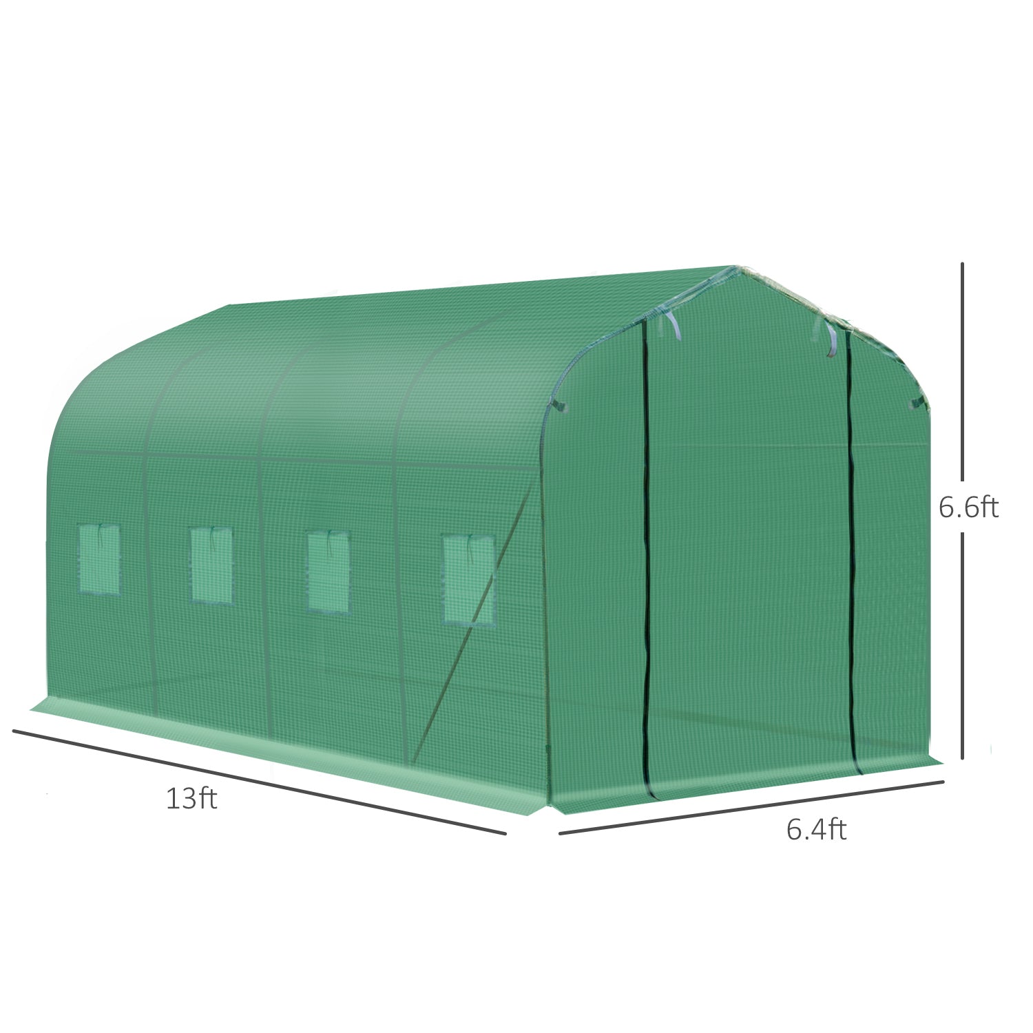 Outsunny Polytunnel Greenhouse 13'x6.6'x6.6' Walk in for Garden Backyard with Windows and Door