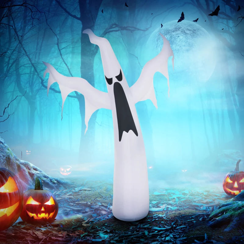 Outsunny 7ft Inflatable Halloween Ghost with Horns – LED Blow-Up Yard Display with Flame Effect