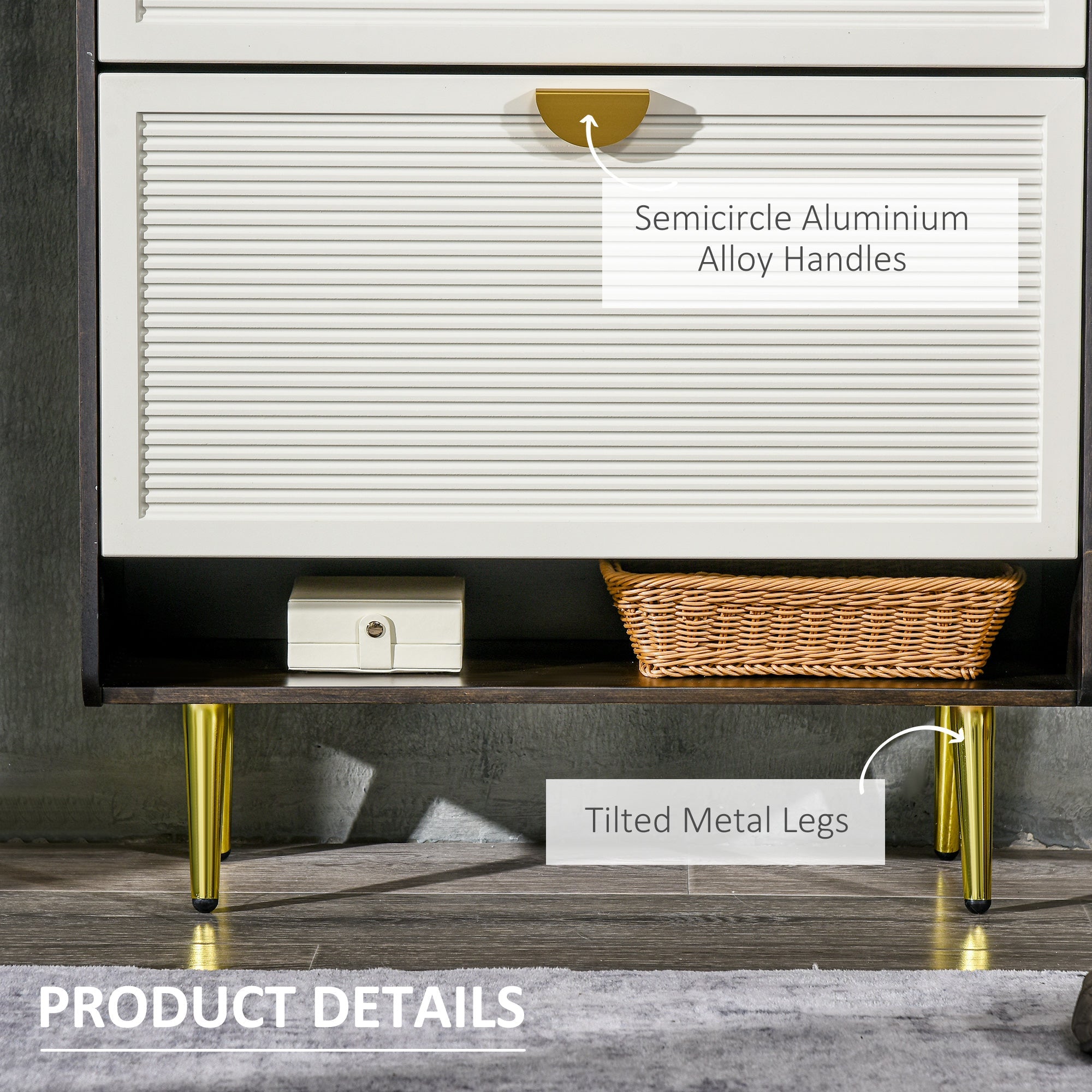 HOMCOM Modern Shoe Cabinet: 2 Flip Drawers, Open Shelf for 12 Pairs Storage Solution in White Finish
