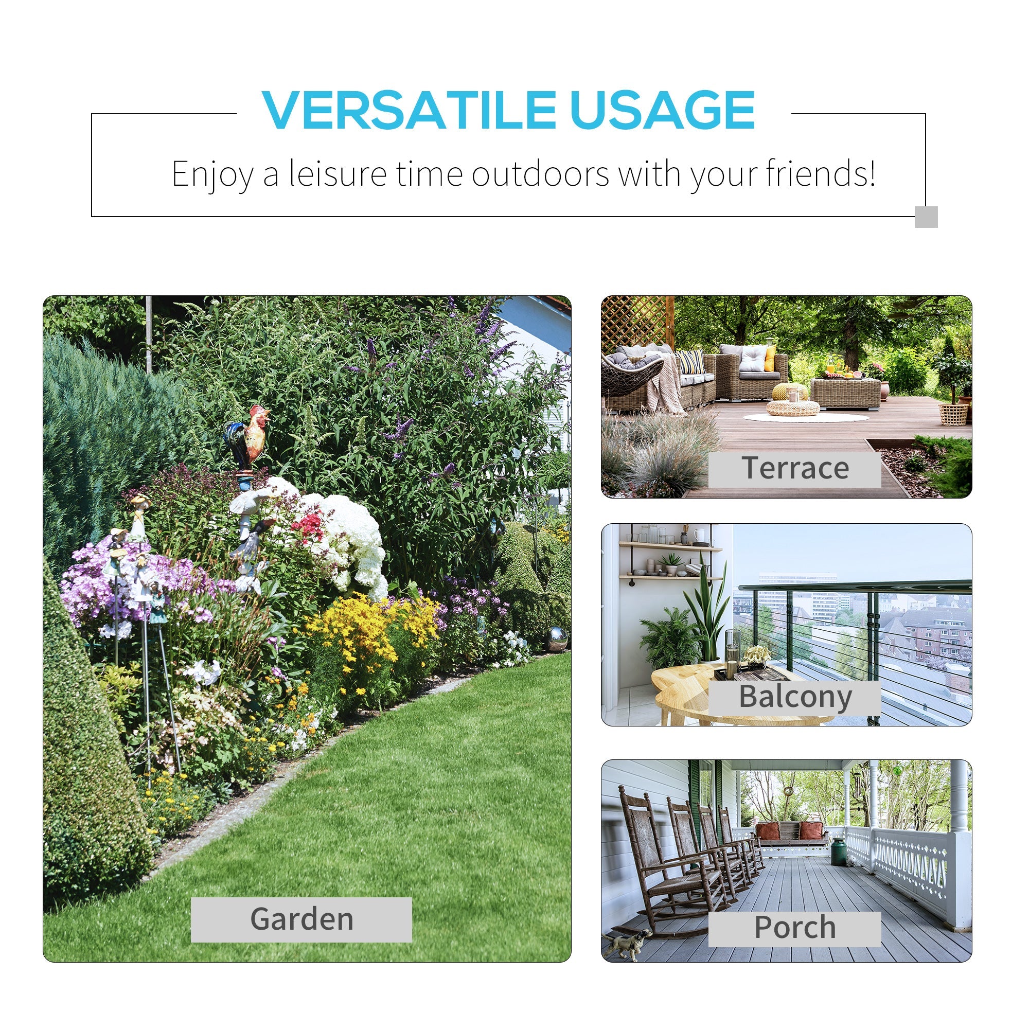 Outsunny 2-Person Outdoor Glider Chair, Patio Double Rocking Loveseat with Steel Frame & Cushions, Blue