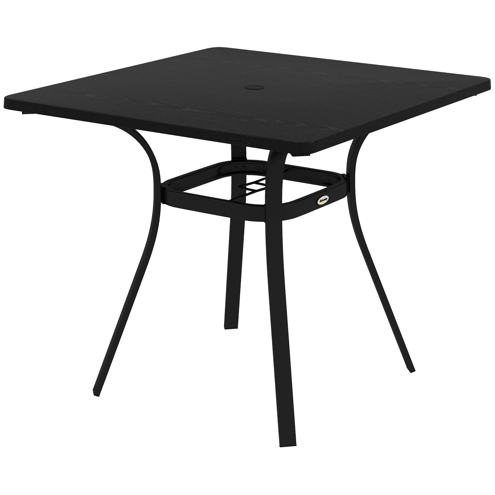 Outsunny Rectangle Patio Dining Table Steel Legs Metal Tabletop for 4 People Garden Backyard Lawn Balcony Black