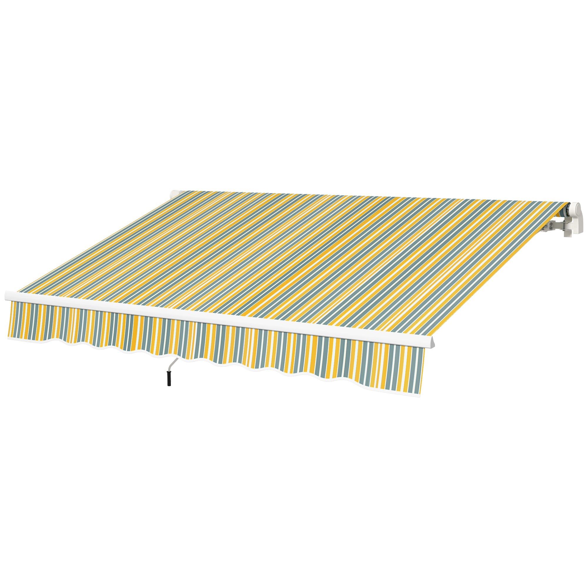Outsunny Retractable Awning 10'x6.5' with LED, Aluminum Patio Sun Shade, Manual Canopy - Yellow/Grey