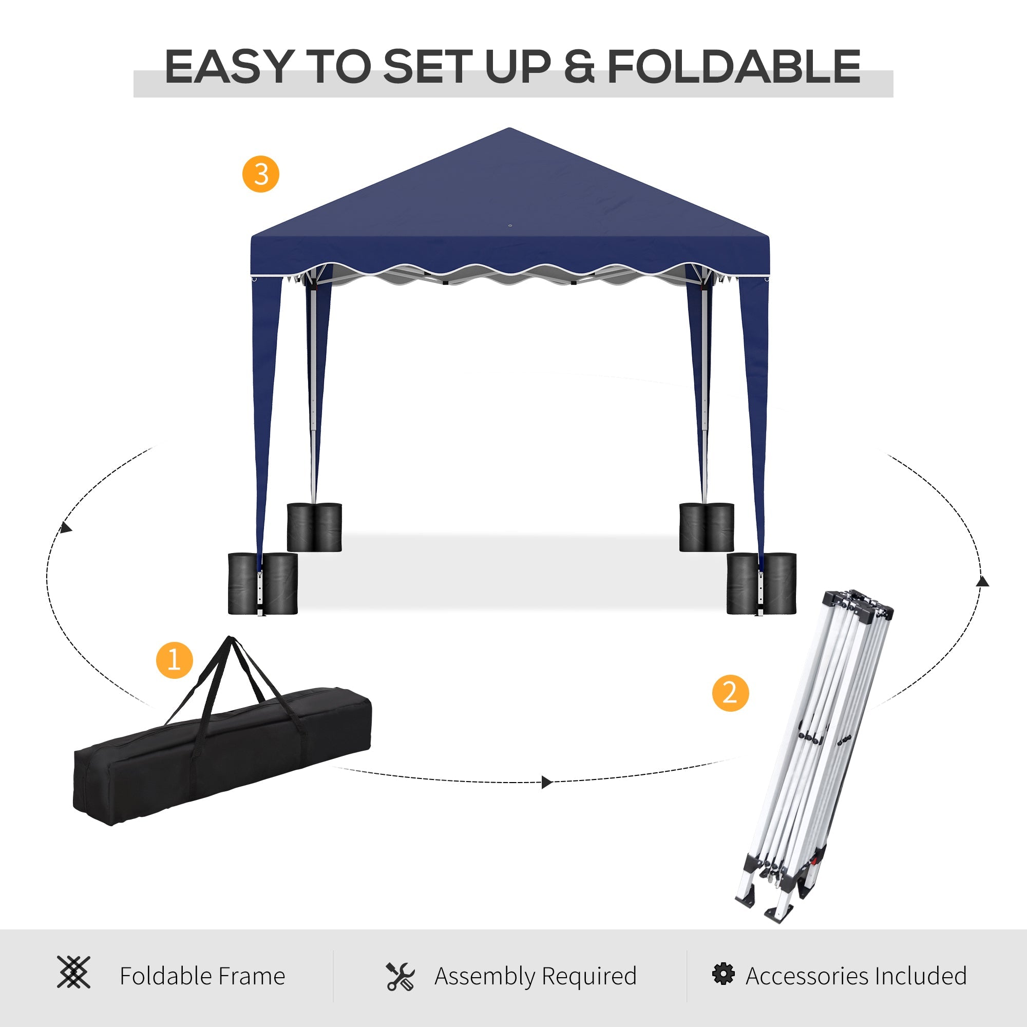 Outsunny 10'x10' Pop Up Canopy Tent Instant Outdoor Shelter Adjustable Height Party Tent with Carry Bag Blue