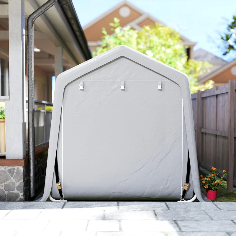 9.2' x 7.9' Garden Storage Tent, Patio Storage Shelter w/ Metal Frame and Double Zipper Doors, Light Grey
