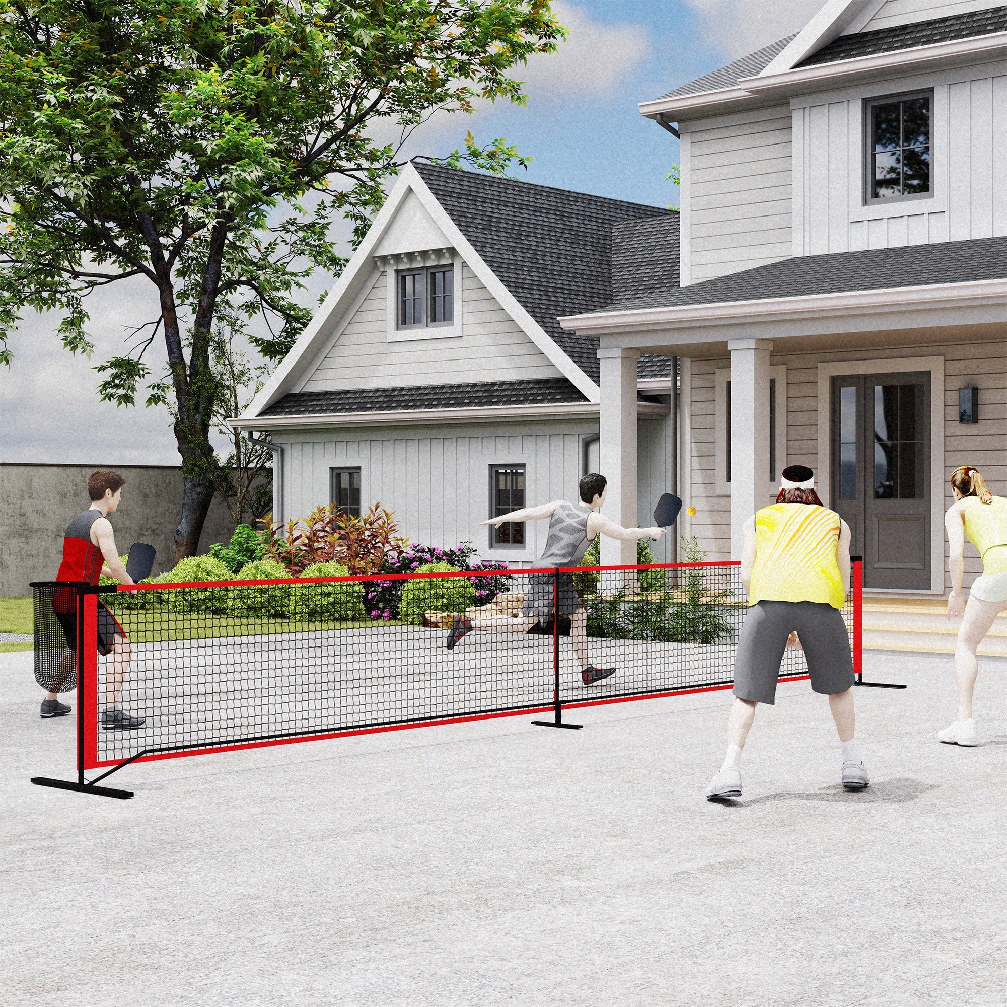 Soozier Portable Pickleball Net Set with 22FT Regulation Size Net, Ball Collector, Court Marking Kit, Balls, Carrying Bag