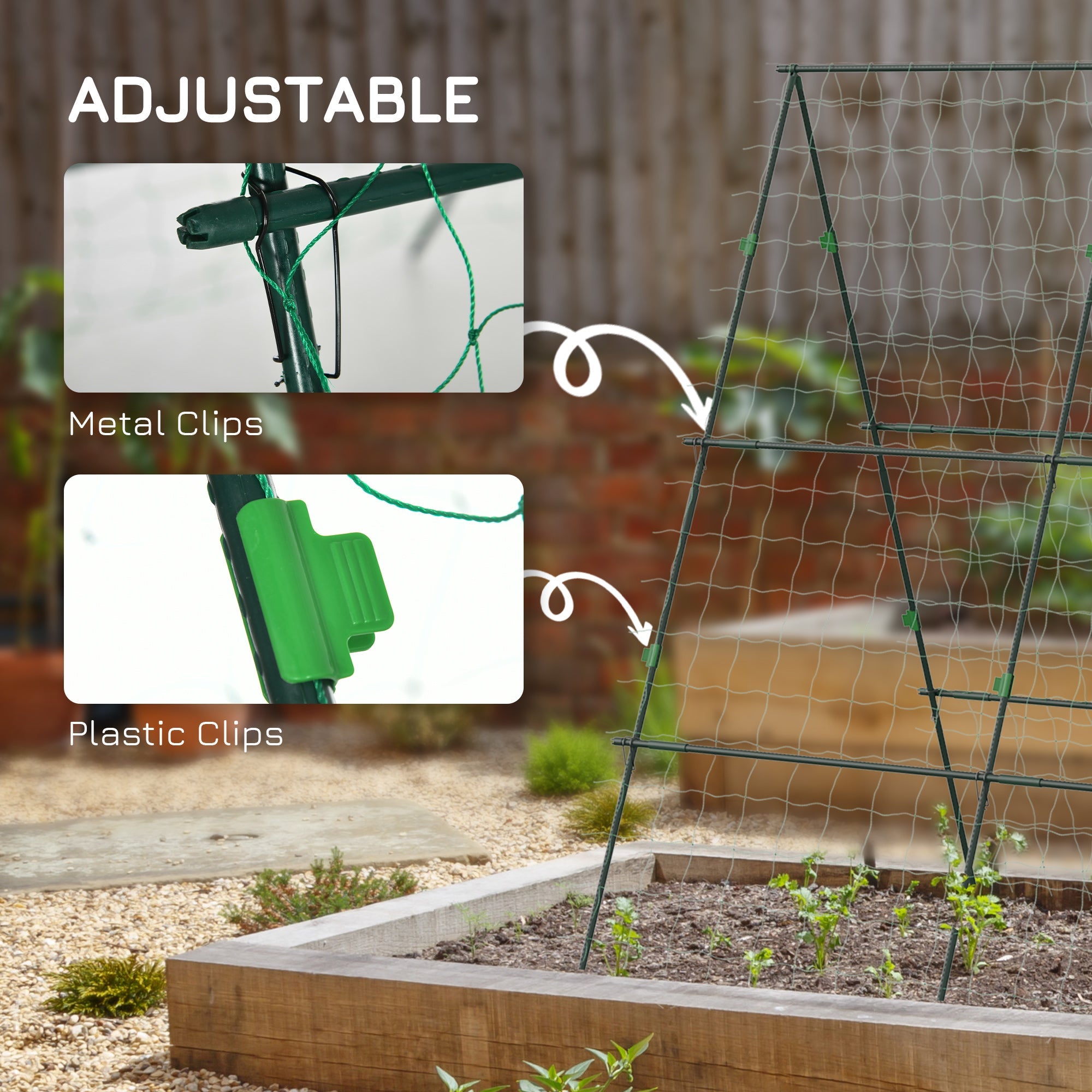 Outsunny Metal Tomato Cage with Netting for Climbing Plants Vegetables, A Frame Tomato Plant Support Tomato Trellis for Vegetable Garden, Patio, Balcony, Green