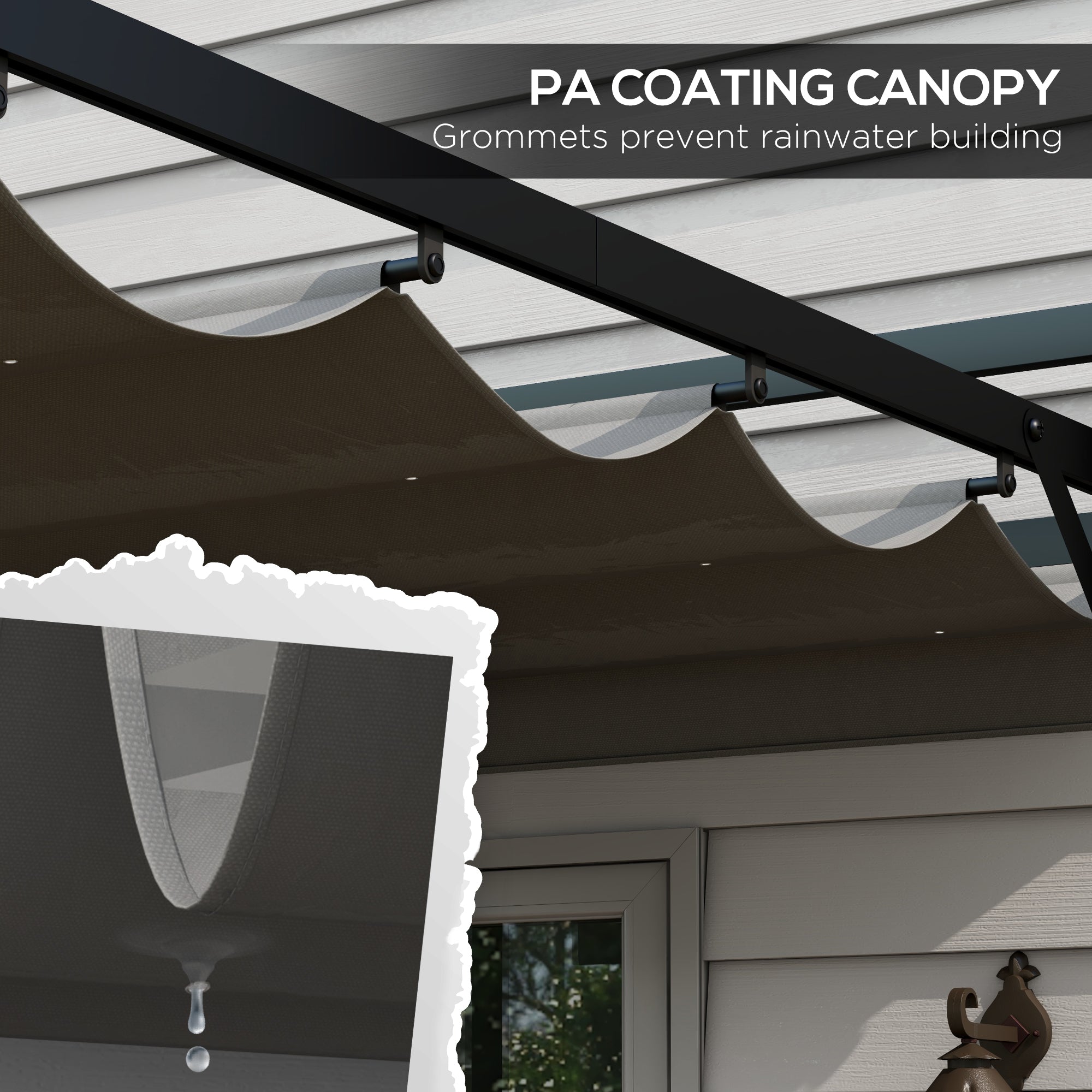 Outsunny Garden Gazebo 10'x10' Retractable Pergola Shade for Patio Deck Grill Dark Grey