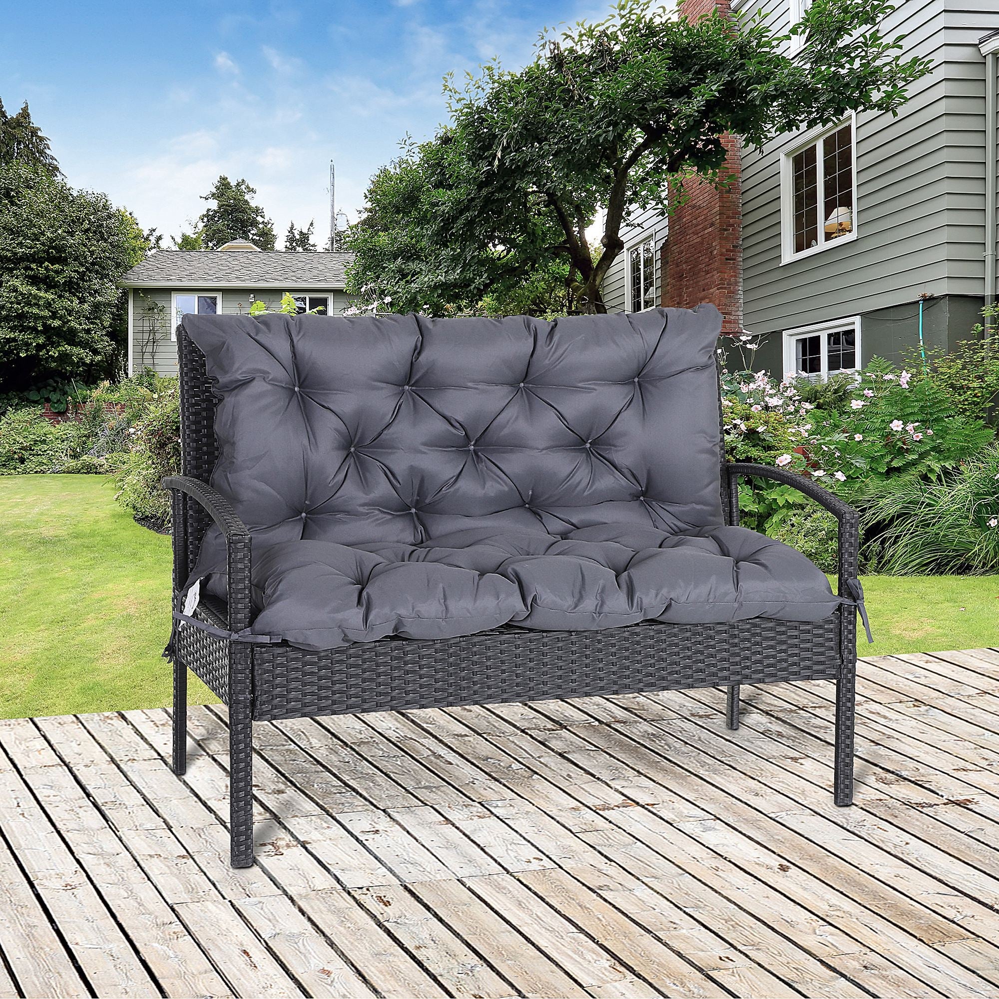 Outsunny Non-Slip Garden Bench Cushion 2 Seater Thick Pad Swing Chair Mat Replacement 39.25" x 38.5" Comfort