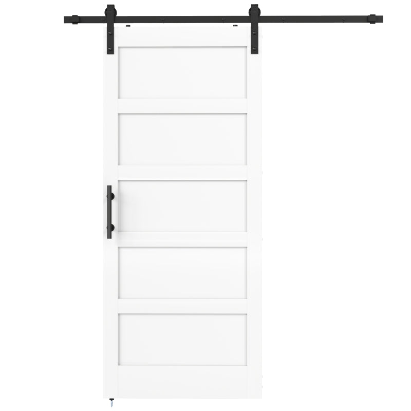 HOMCOM 36" x 84" Shaker Style Sliding Barn Door with Hardware Kit, Handle & Quiet Track System – White Wood Grain