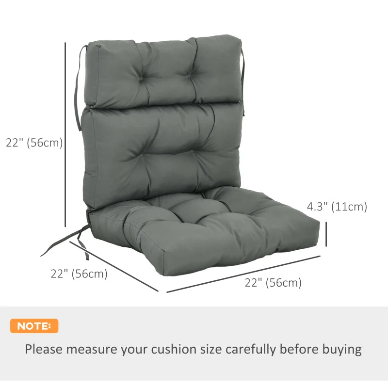 Outdoor Patio Chair Seat/Back Chair Cushion Replacement, Tufted Pillow with Thick Filling and String Ties, Dark Grey