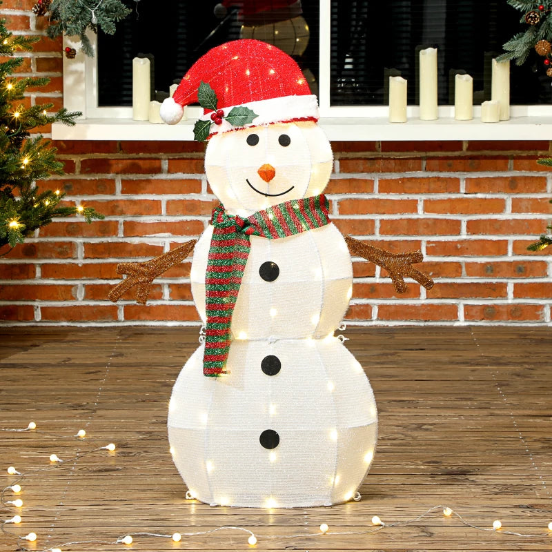 Lighted Christmas Decoration, Outdoor Christmas Snowman with LED Lights, Stakes, Zip Ties, IP44 Waterproof