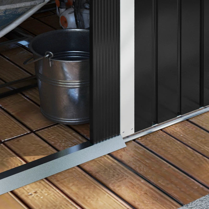 Outsunny 8' x 6' Outdoor Storage Shed, Metal Garden Tool Storage House with Lockable Sliding Doors and Vents for Backyard Patio Lawn, Charcoal Grey