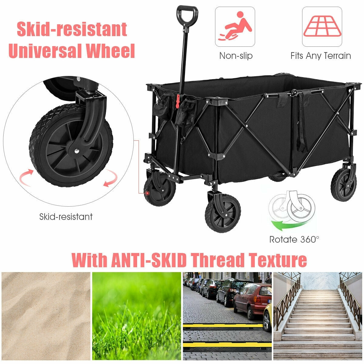 Outdoor Utility Garden Trolley Buggy -BlackÂ