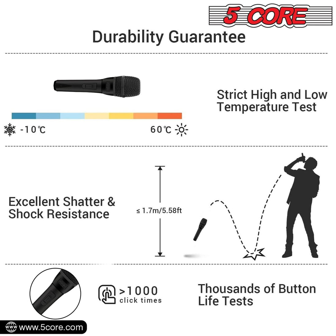5Core XLR Microphone Dynamic Mic Karaoke Singing Studio Microfono Handheld Mics ND-32 ARMEX