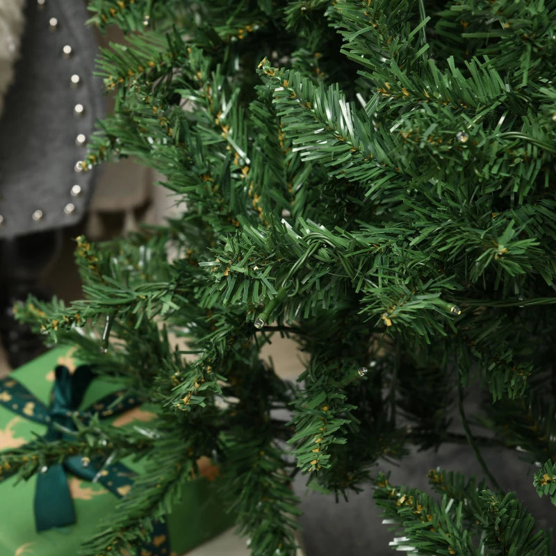 HOMCOM 7.5 Feet Prelit Artificial Christmas Tree with Warm White LED Lights, Holiday Home Xmas Decoration, Green