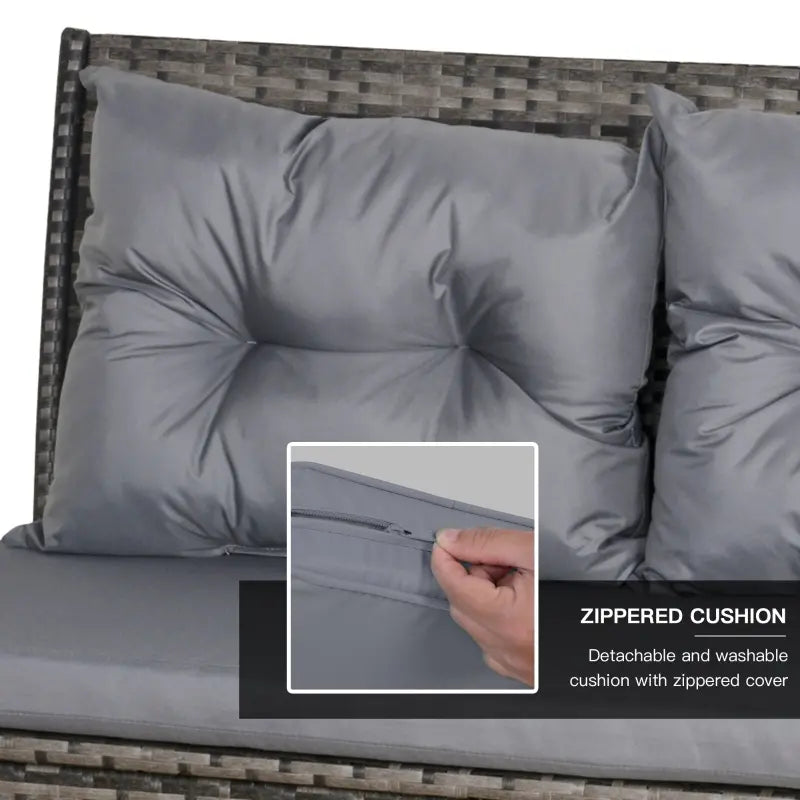 Outsunny 6pcs Outdoor Rattan Sofa Set Garden Wicker Sectional Couch Furniture Set with Dining Table and Chair Dark Grey