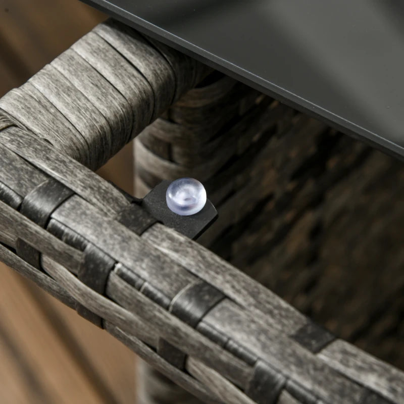 Outsunny 6pcs Outdoor Rattan Sofa Set Garden Wicker Sectional Couch Furniture Set with Dining Table and Chair Sky Blue