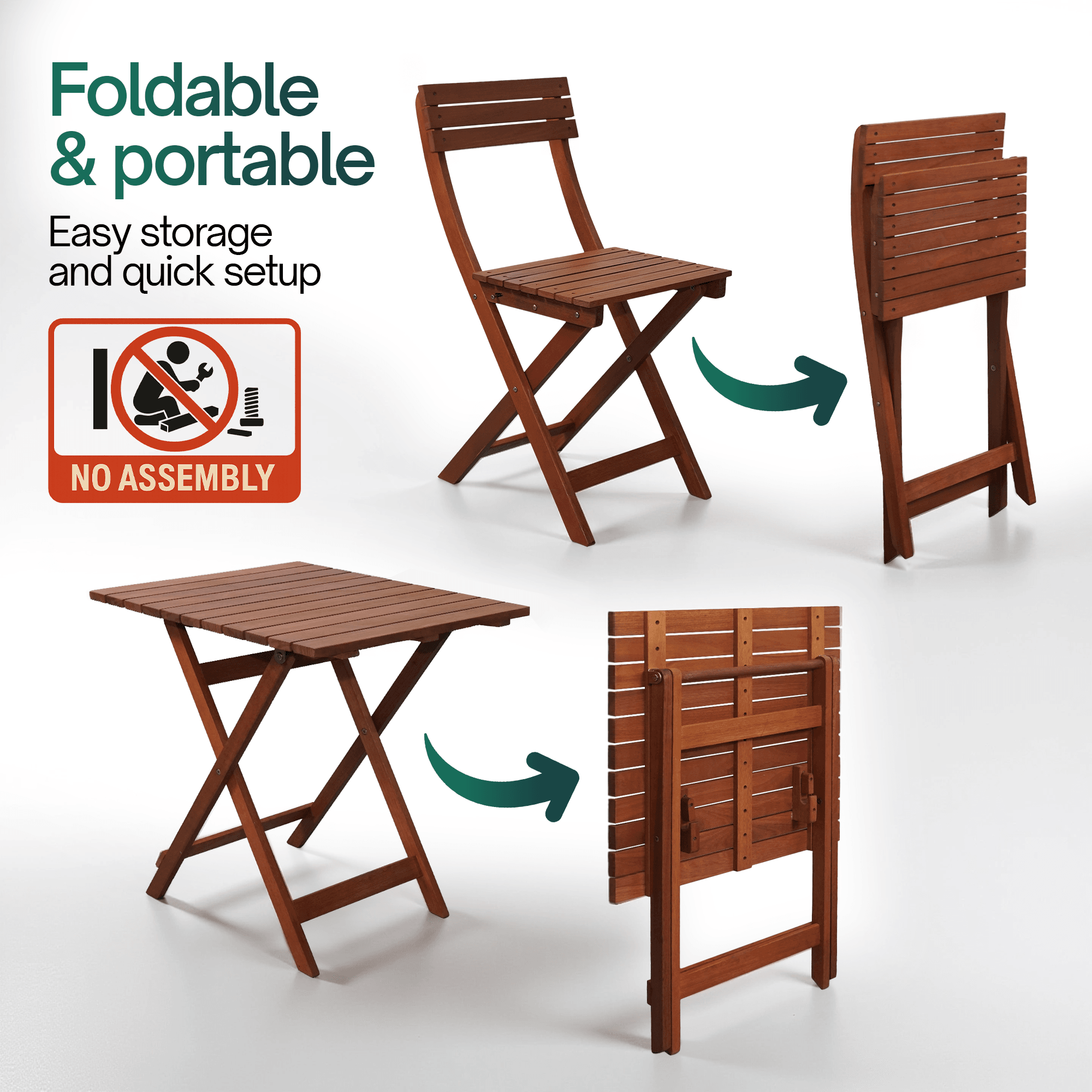 Foldable Bistro Table and Chairs Set