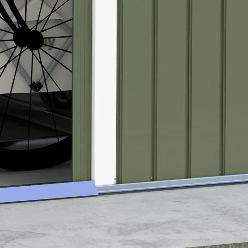 Outsunny 9.1'x6.4'x6.3' Garden Storage Shed w/ Floor Foundation Metal Tool Storage House w/ Double Doors Light Green