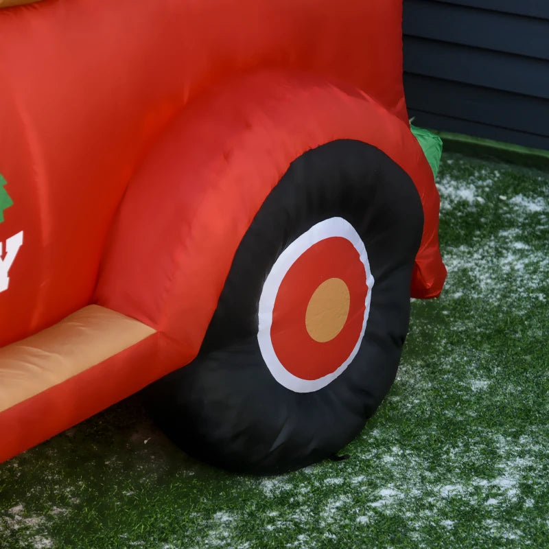 HOMCOM 6FT Inflatable Christmas Santa Claus Driving Truck, LED Lighted Blow Up Outdoor Yard Decoration for Holiday Display