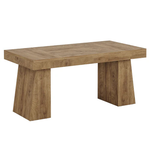 Dining Table 55" Rectangular Kitchen Table for 4-6 People with Sturdy Legs and Thick Tabletop Light Brown