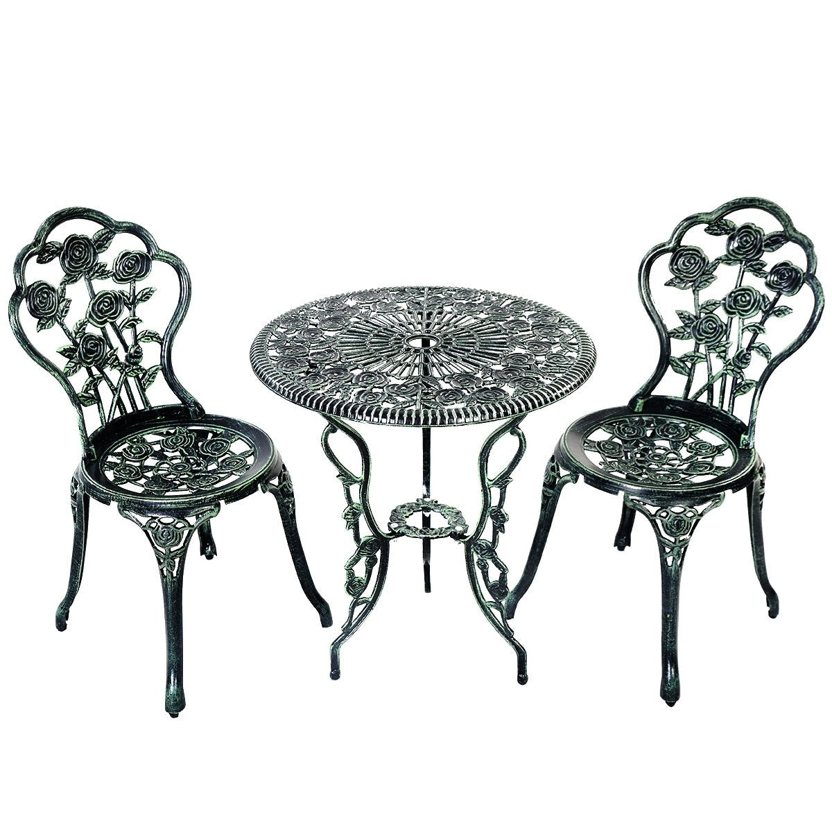 Outdoor Cast Aluminum Patio Furniture Set with Rose DesignÂ