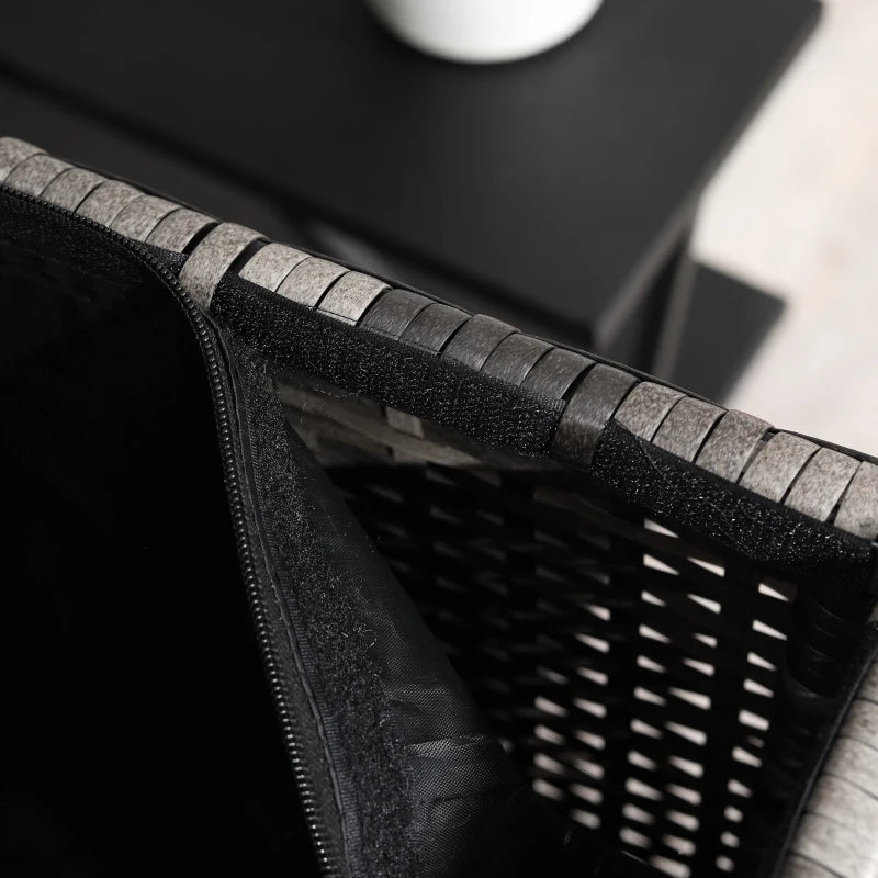 Outsunny 6 Piece Patio Furniture Set, Rattan Wicker Patio Sofa Set Sectional Outdoor Conversation Sofa Set Storage Table & Cushions, Blue