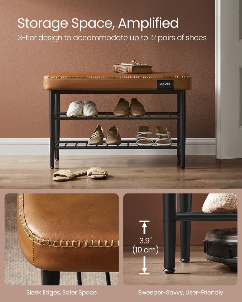 VASAGLE EKHO Collection - Shoe Bench with Metal Shelves