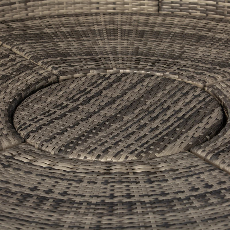 Outsunny 4 Pieces Outdoor Daybed with Retractable Canopy, PE Rattan Wicker Round Sofa Day Bed, Patio Sectional Conversation Furniture Set with Cushions and Pillows, Grey