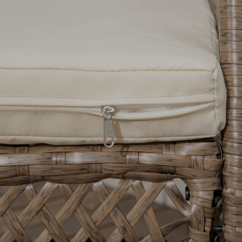 Outsunny 7 Pieces Wicker Patio Dining Set with Cushions, Outdoor PE Rattan Conversation Set with 1 Rectangular Glass Top Table and 6 Chairs, for Patio, Yard, Poolside, Beige