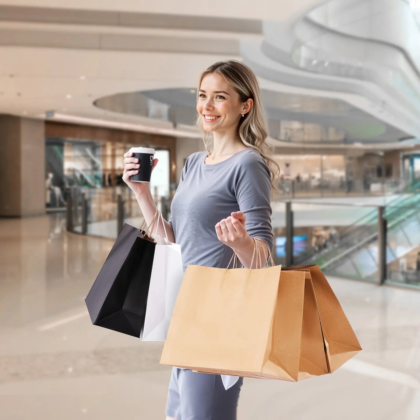 VEVOR Kraft Paper Bags with Handles – Large Eco-Friendly Bags