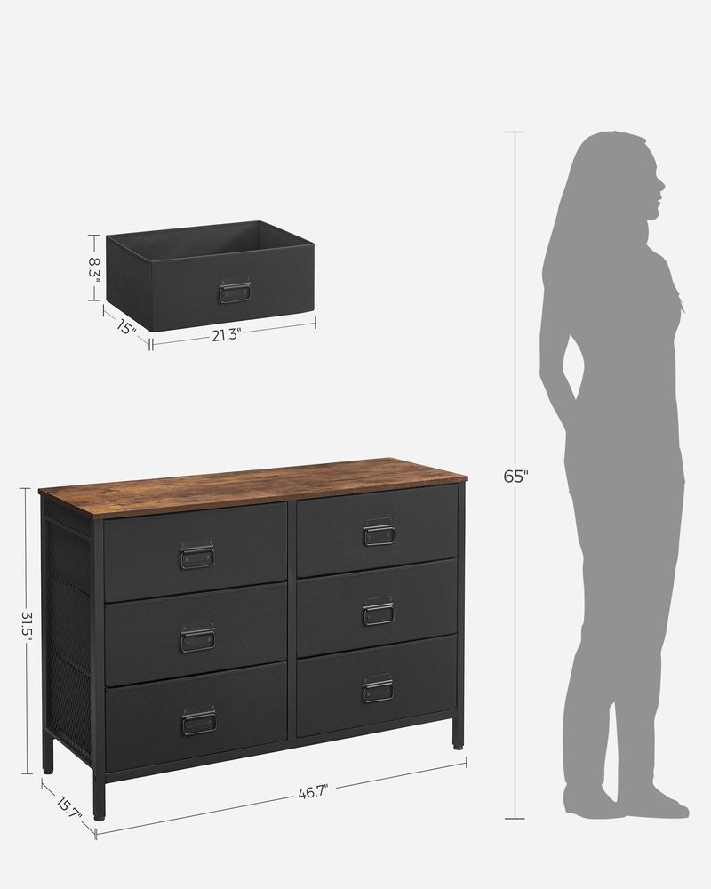 SONGMICS Wide Storage Dresser with 6 Drawers