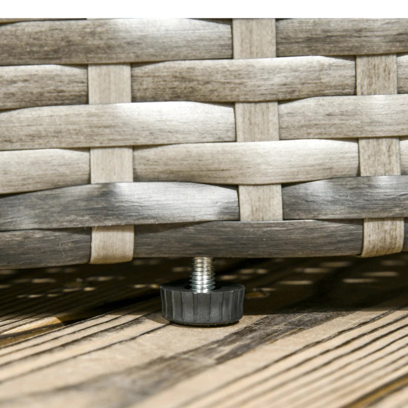 Outsunny 4 Pieces Outdoor Daybed with Retractable Canopy, PE Rattan Wicker Round Sofa Day Bed, Patio Sectional Conversation Furniture Set with Cushions and Pillows, Dark Blue