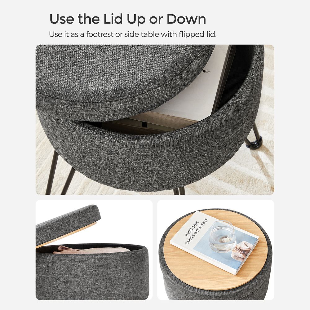 SONGMICS Small Ottoman Stool with Storage