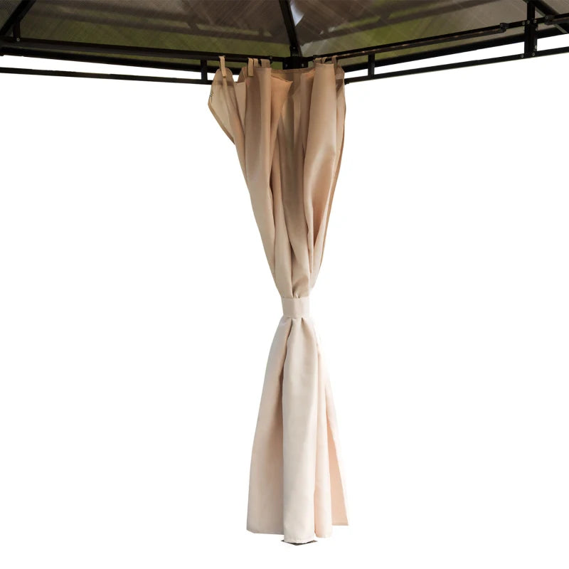 Outsunny 10' x 12' Outdoor Hardtop Gazebo with Polycarbonate Panel Roof, Garden Deluxe Pavilion Canopy BBQ Sunshade Shelter with Removable Curtains