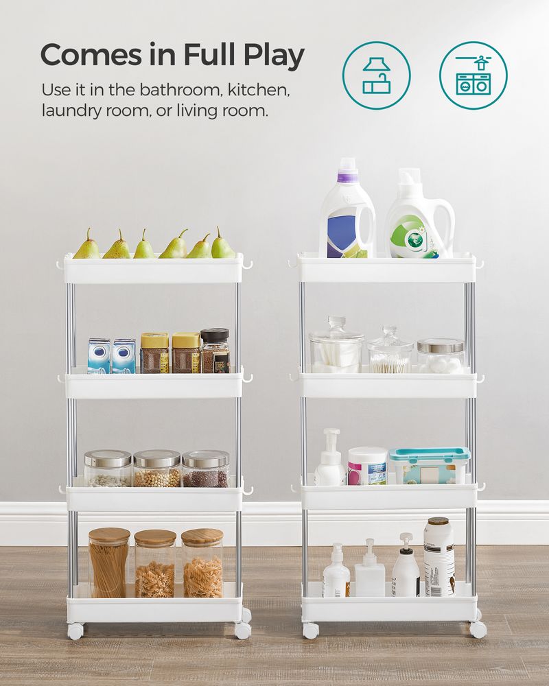 SONGMICS 4-Tier Narrow Utility Cart on Wheels