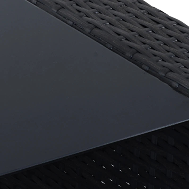 Outsunny 7 Pieces Patio Wicker Furniture Set, Outdoor PE Rattan Sectional Conversation Furniture Sofa with Glass Table and Cushion, Beige