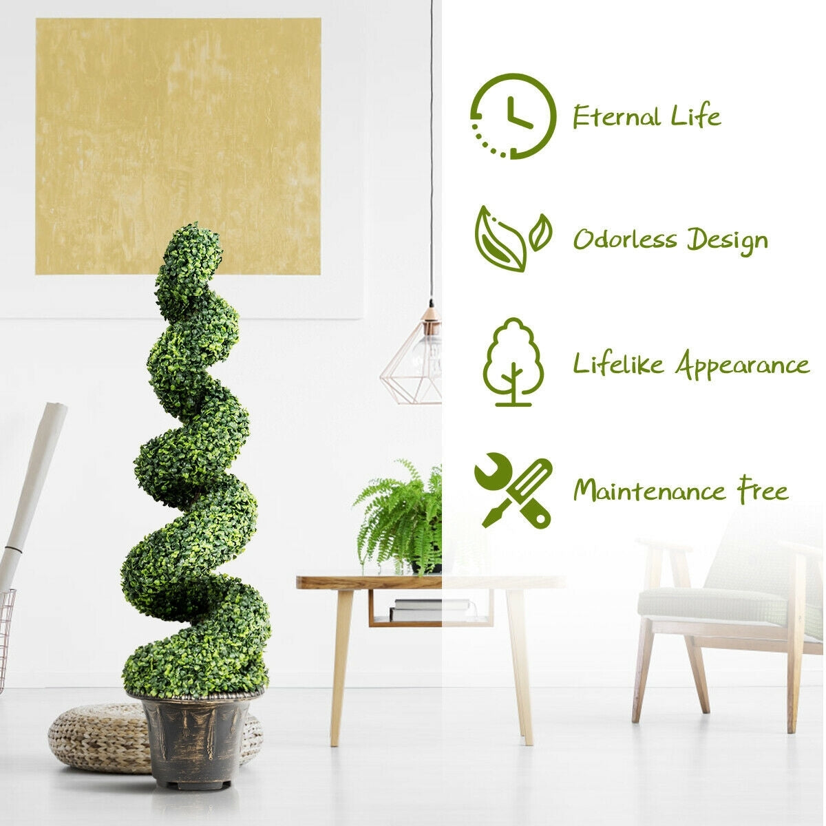 4 Feet Artificial Boxwood Spiral Green Leaves TreeÂ