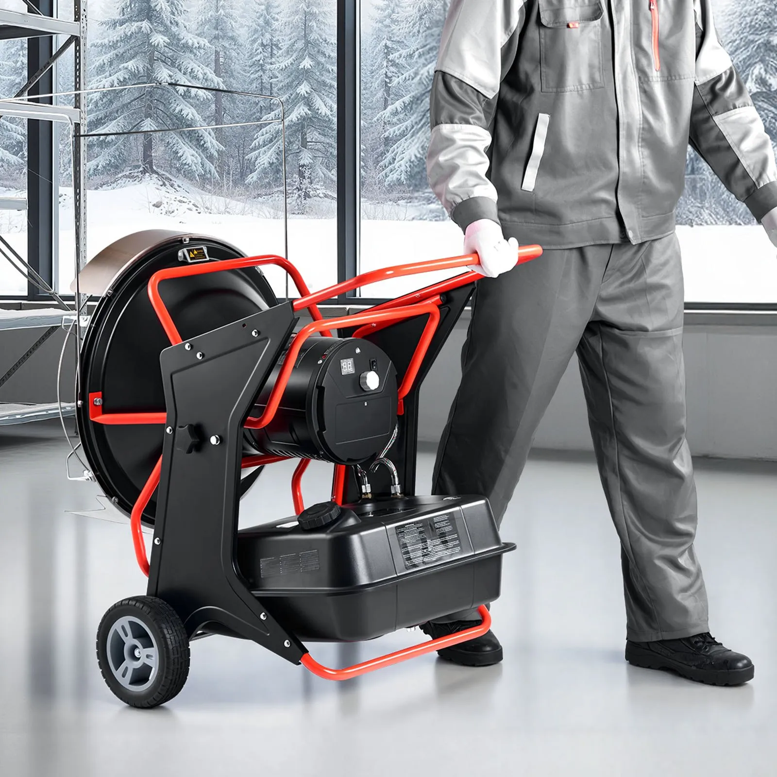 VEVOR 125,000 BTU Radiant Kerosene Diesel Heater, Portable Industrial Space Heater with Adjustable Temp & Wheels, Ideal for Jobsite, Garage, Warehouse, Workshop Construction Heating, Black