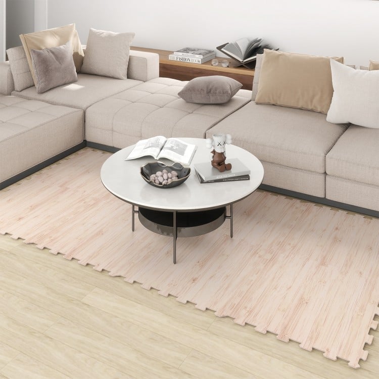 8 Pieces EVA Foam Floor Tiles with Wood Texture