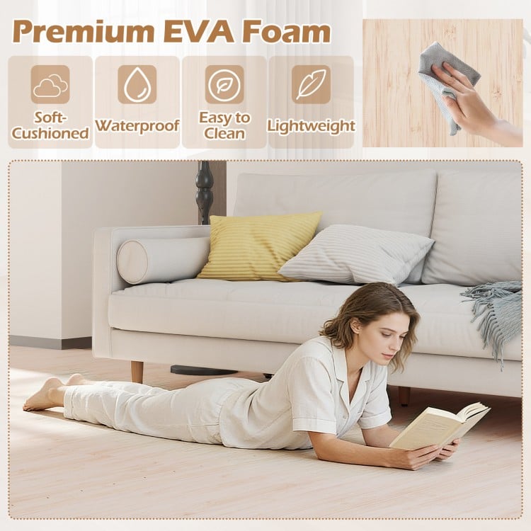 8 Pieces EVA Foam Floor Tiles with Wood Texture