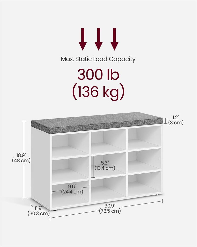 VASAGLE Shoe Bench with Cushion