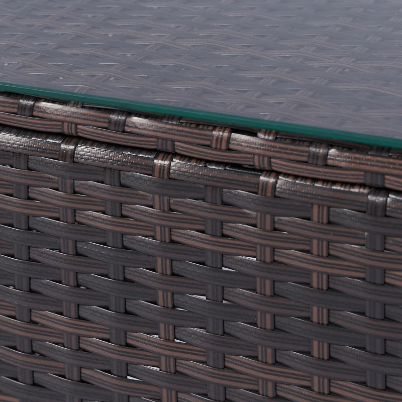 Outsunny Outdoor Furniture with Table, Wicker Furniture with Loveseat and 2 Chair for Garden, Poolside, Mixed Brown and Khaki