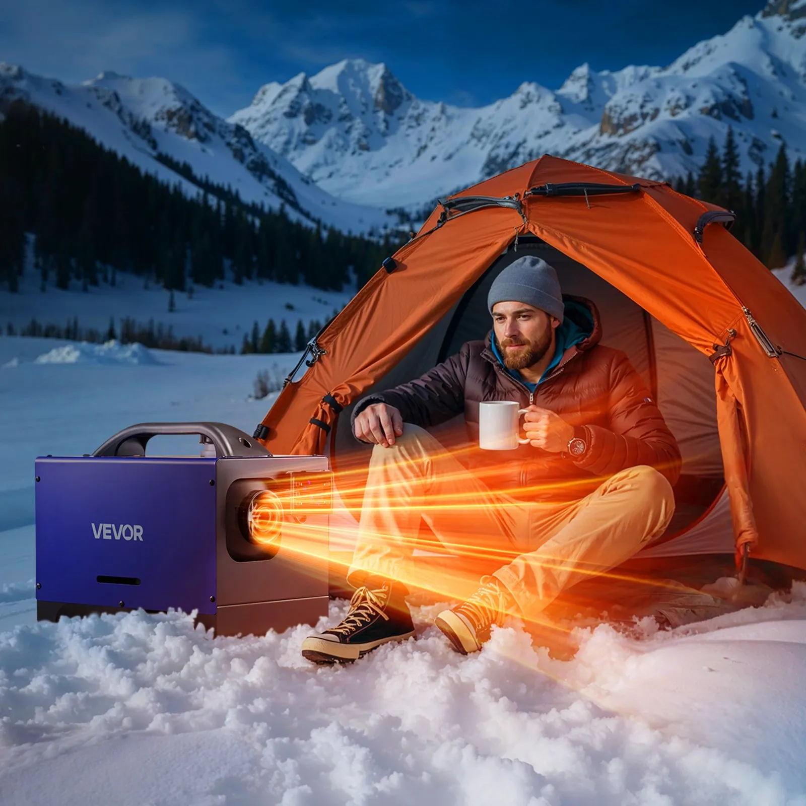 VEVOR Diesel Heater, 8KW, DC 12V/24V, All-in-One Portable Diesel Air Heater with Remote Control and LCD Display, Fast Heating Low Noise, 1.3 Gal Fuel Tank for Vehicles, RVs, Vans, Tractors, and Trucks