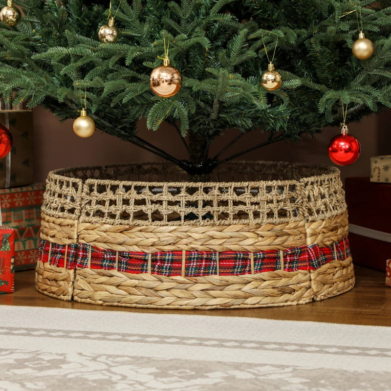 HOMCOM 23" Rustic Water Hyacinth Christmas Tree Skirt – Woven Tree Collar for Holiday, Party, & Home DecorationHOMCOM 23" Rustic Water Hyacinth Christmas Tree Skirt – Woven Tree Collar for Holiday, Party, & Home Decoration