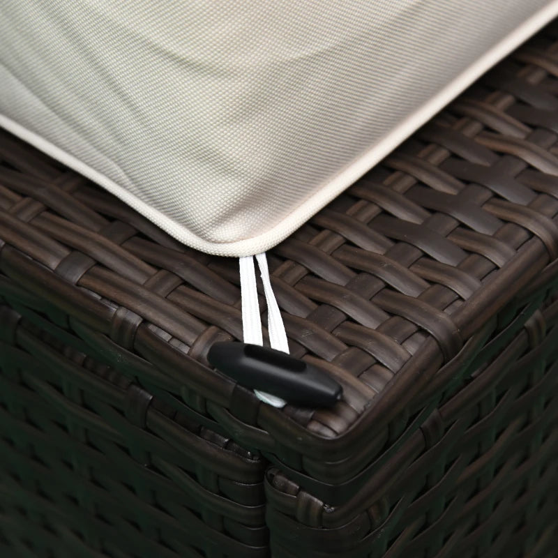 Outsunny 6 Pieces Outdoor PE Rattan Wicker Patio Furniture Sofa Set with Thick Cushions, Deluxe Garden Sectional Couch with Glass Top Table, Dark Coffee and Cream White