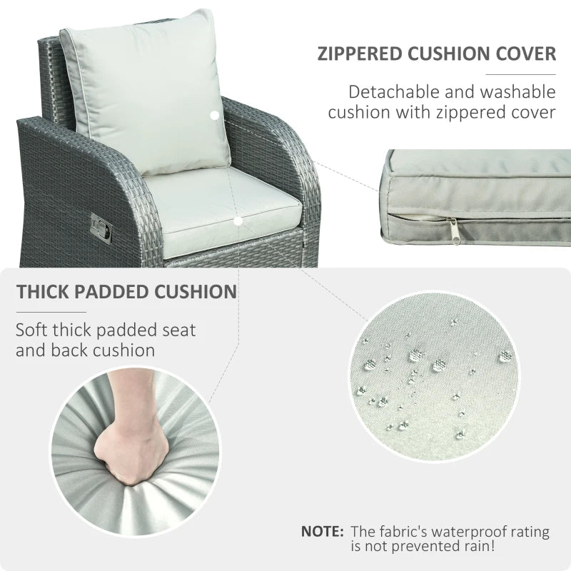 Outsunny 6 PCS Outdoor Rattan Wicker Sofa Set Patio All Weather Furniture w/ Tea Table & Cushion for Backyard Garden Grey