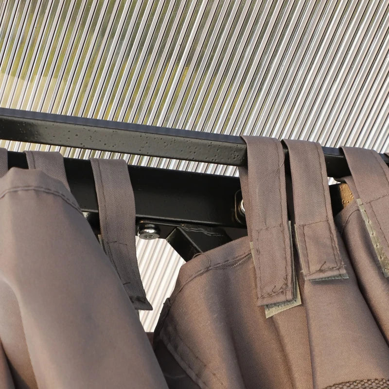 Outsunny 10' x 10' Hardtop Gazebo with PC Board Roof and Aluminum Frame, Patio Gazebo with Curtains and Netting for Party Wedding Marquee Tent, Black