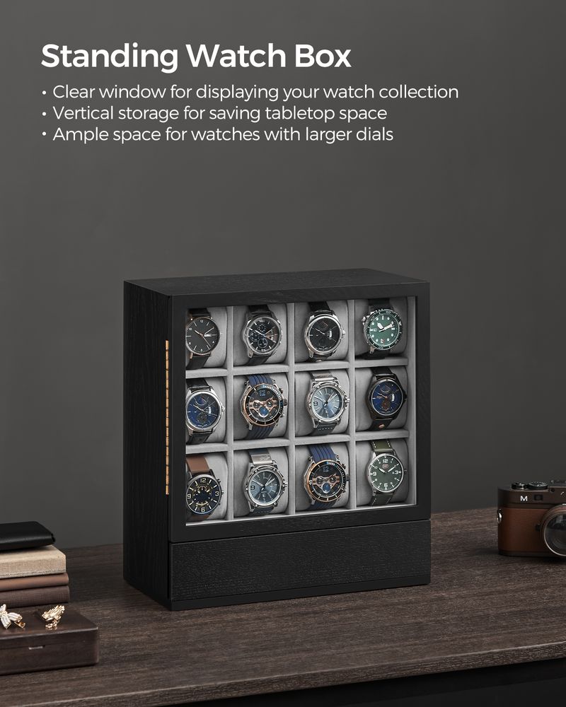 SONGMICS 12-Slot Wooden Watch Box